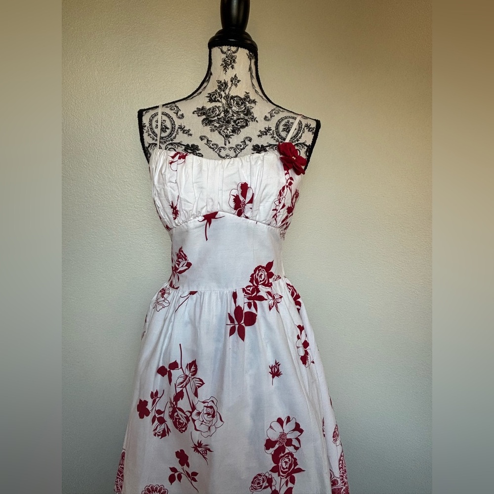 Ruby Rox Spaghetti Strap White And Red Floral Dre… - image 3